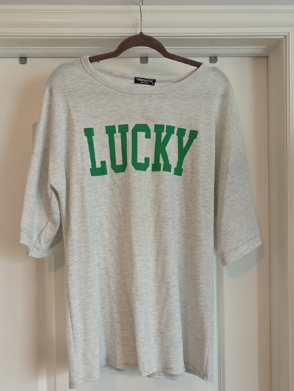 NWT HEIMISH USA 1X Gray Waffle Knit Top LUCKY